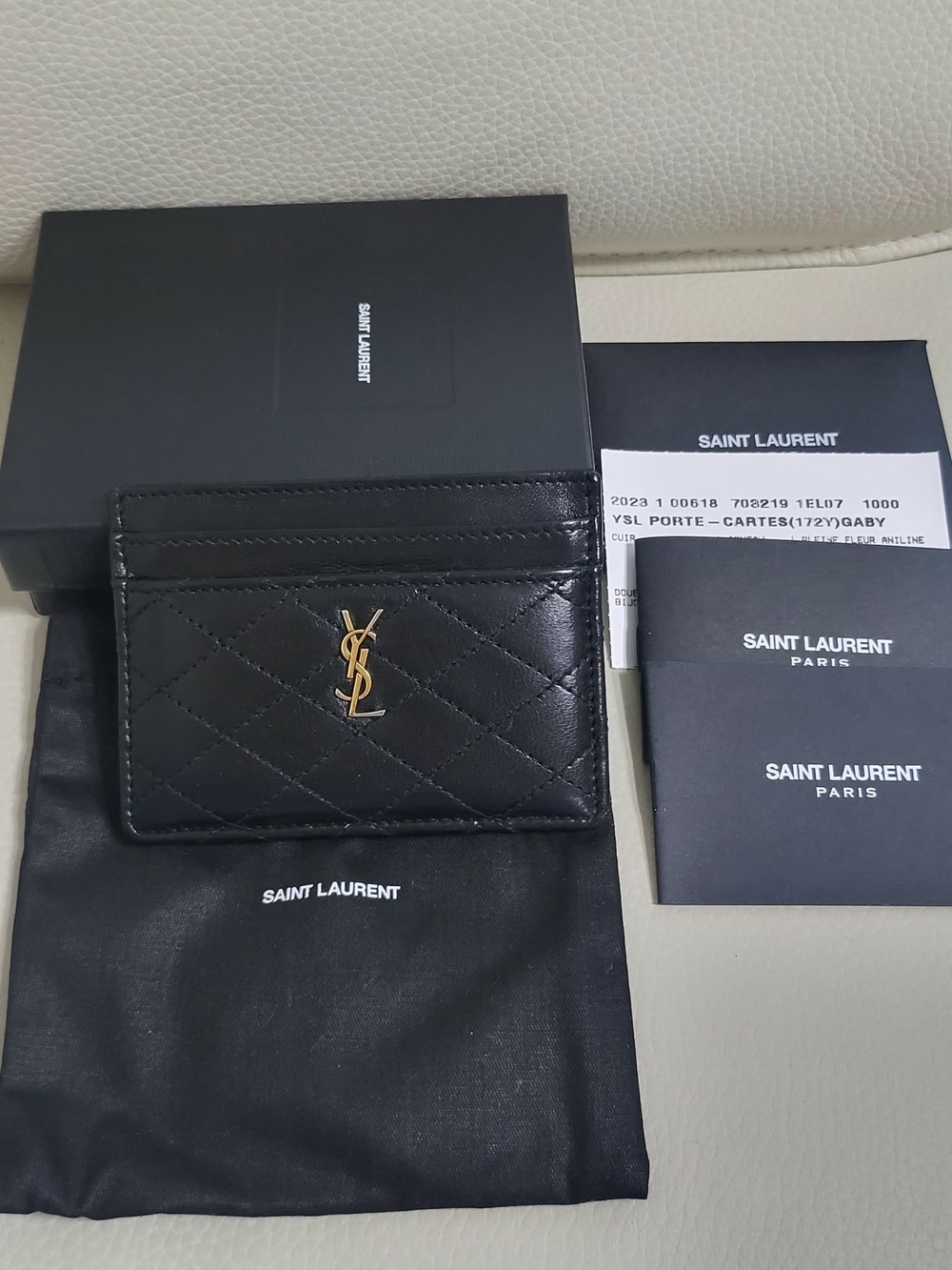 Saint Laurent Black Quilted YSL Card Holder